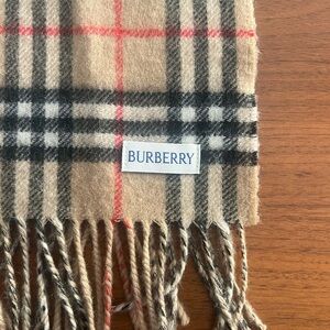 Burberry Tan and Black Plaid Checkered Scarf
